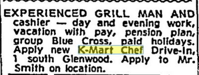 K-Mart Chef - Sept 1967 Help Wanted